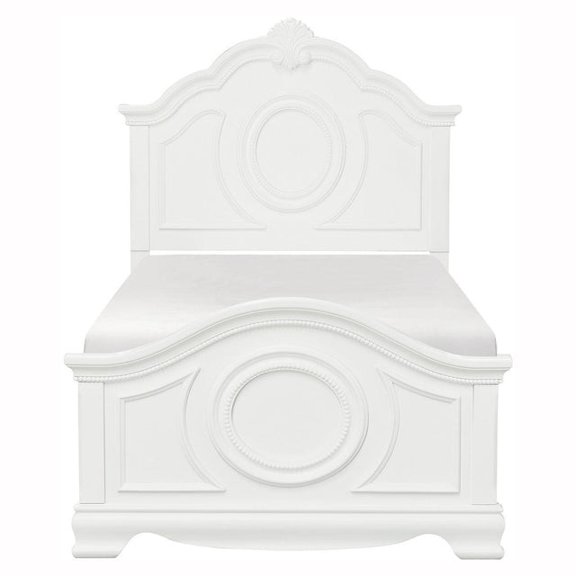 Lucida White Full Size Bed front view with headboard and footboard