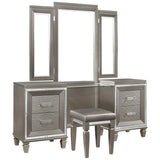 Close-up of Tamsin vanity dresser drawer with acrylic bar pull