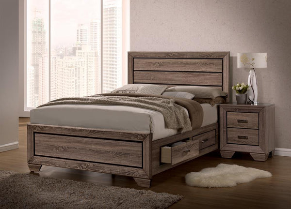 Kauffman Washed Taupe King Storage Bed front view