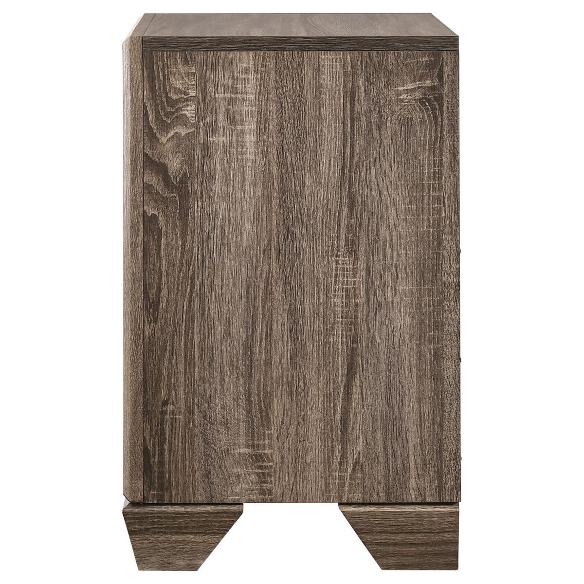 Close-up of drawer hardware on Kauffman nightstand