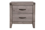 side view of Woodrow Gray Upholstered Panel Bedroom Set bed