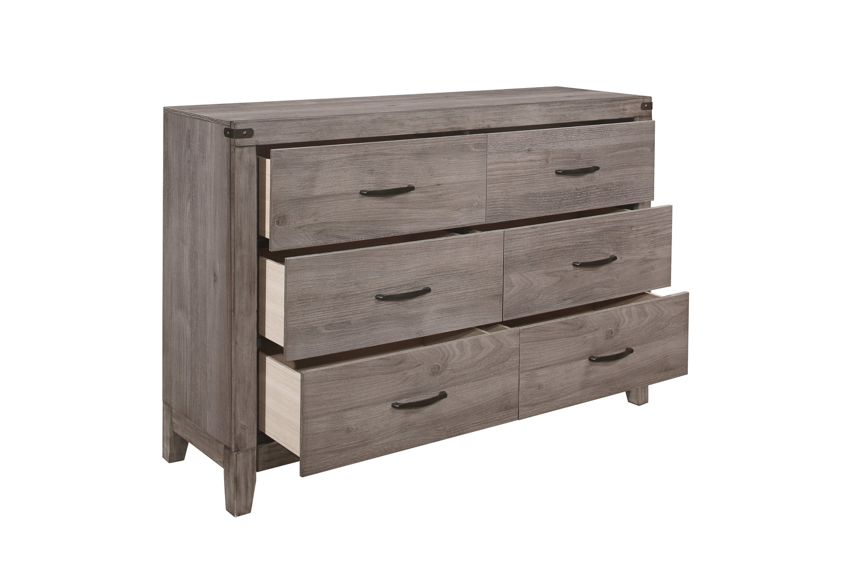 Woodrow Gray Upholstered Panel Bedroom Set bed front view