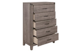 Woodrow Gray Upholstered Panel Bedroom Set bed front view