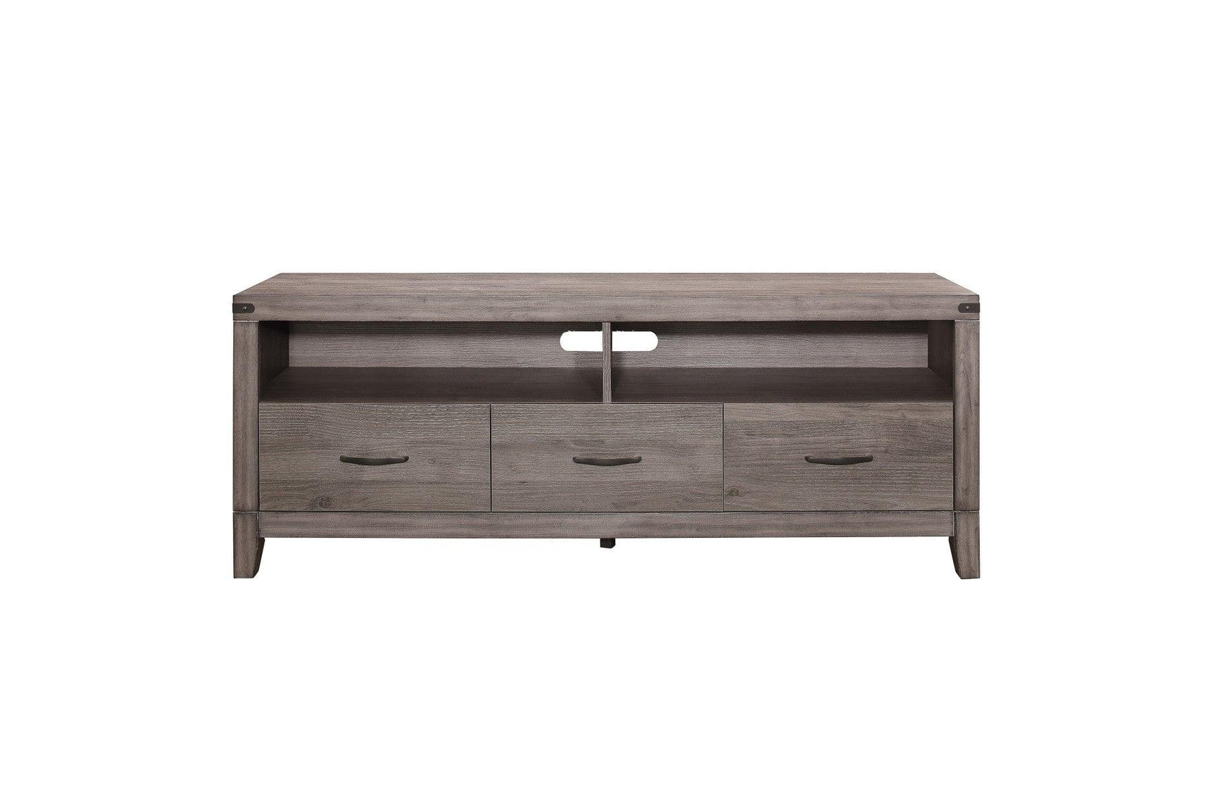 Woodrow Dark Modern Contemporary Traditional Metal Weathered Wood Storage Tv Console - Ella Furniture