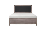 Woodrow Dark Metal Melamine Laminate Weathered Wood Metal Faux Leather Side Pier Bedroom Set - Ella Furniture