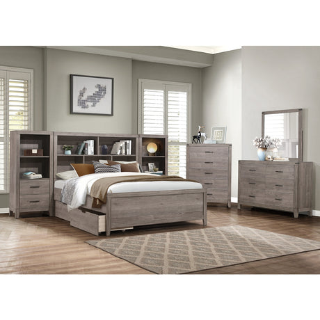Side view of Garo Gray Wall Bedroom Set bed