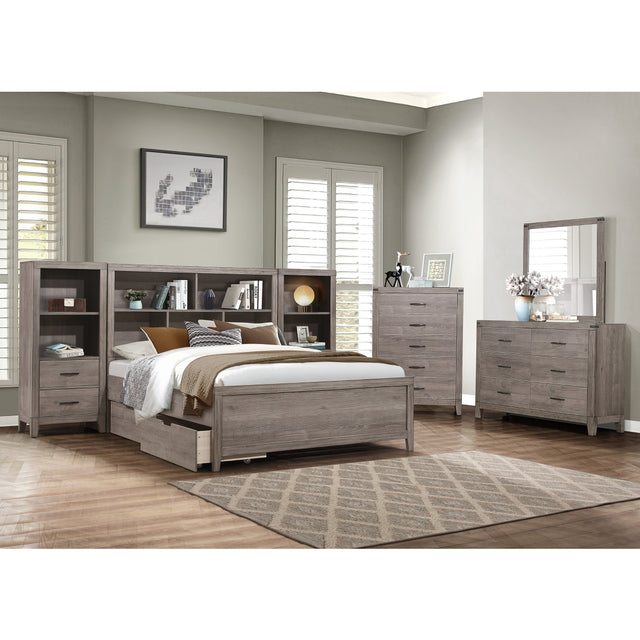 Side view of Garo Gray Wall Bedroom Set bed