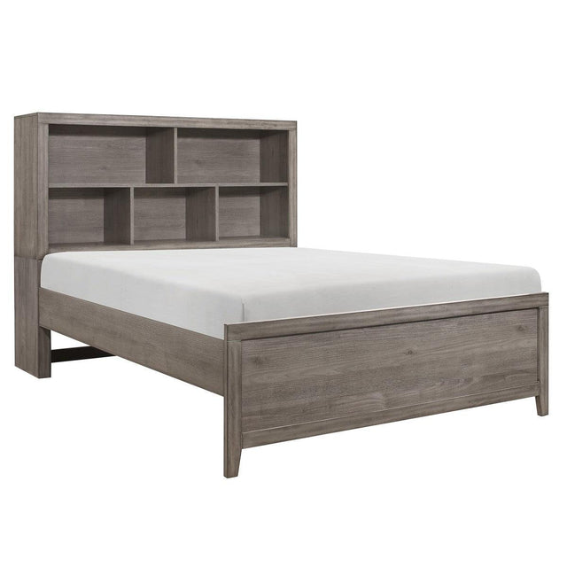 Side angle showing Bookcase headboard and platform base
