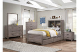 Woodrow Youth Full Panel Bed with weathered wood melamine finish