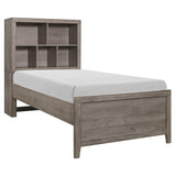 Woodrow Brownish Gray Modern Premium Melamine Board, Wood And Engineered Wood Twin Platform Bed - Ella Furniture