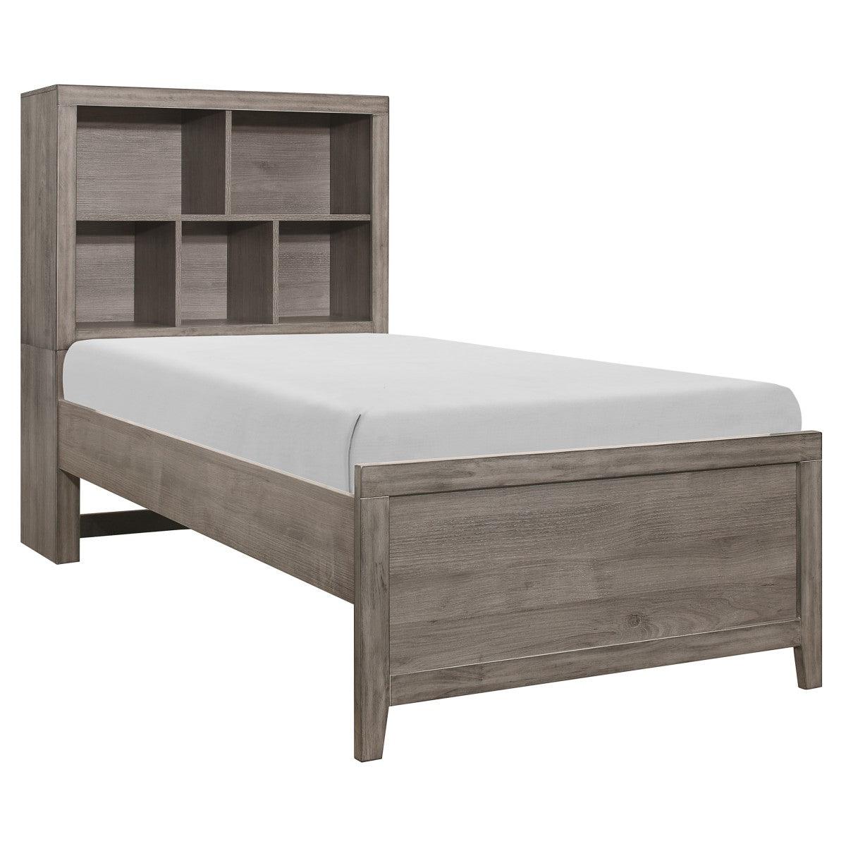 Woodrow Brownish Gray Modern Premium Melamine Board, Wood And Engineered Wood Twin Platform Bed - Ella Furniture