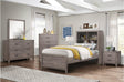 Woodrow Weathered Wood Youth Twin Panel Bed with bookcase headboard