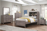 Woodrow Weathered Wood Youth Twin Panel Bed with bookcase headboard