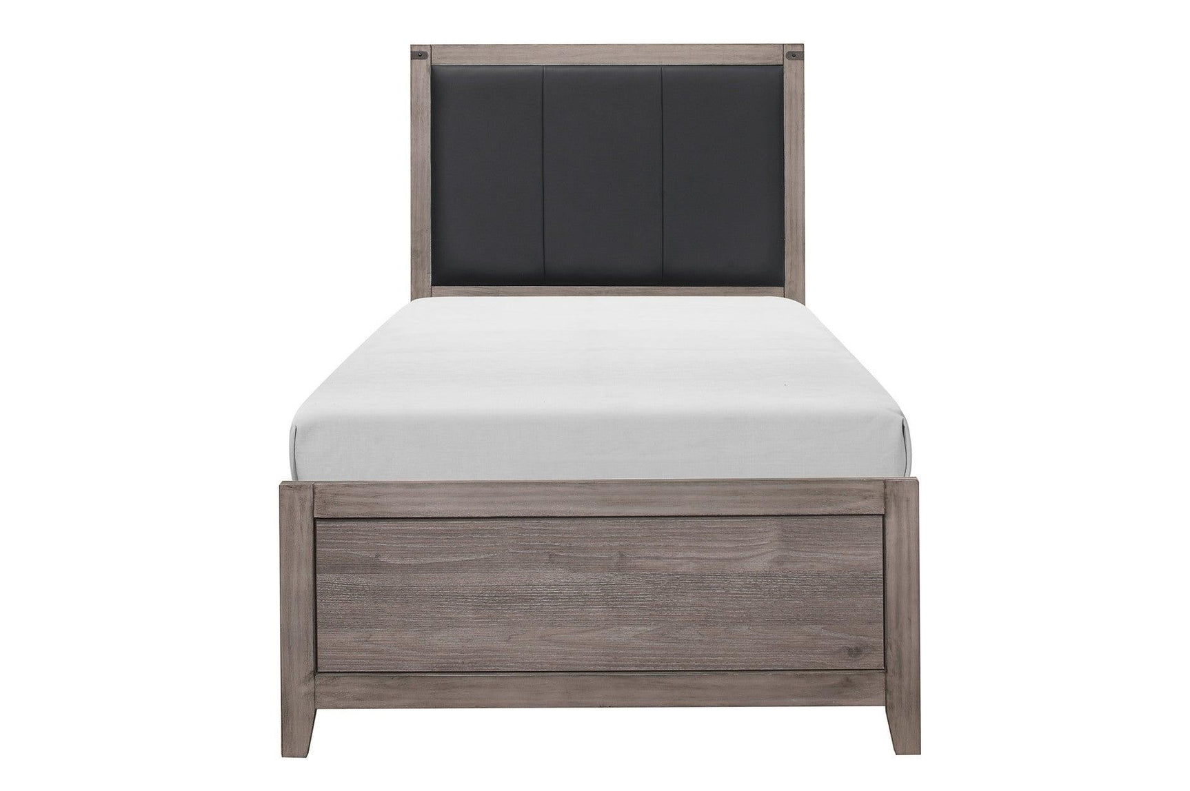 Woodrow Black Melamine Board Engineered Wood Faux Leather Upholstered Youth Panel Bedroom Set - Ella Furniture