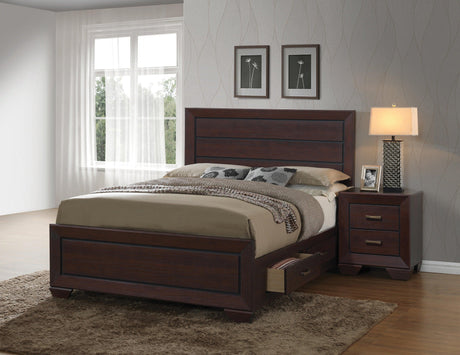 Kauffman King Storage Bed showing headboard drawers