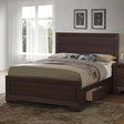Kauffman Queen Storage Bed in dark cocoa finish front view