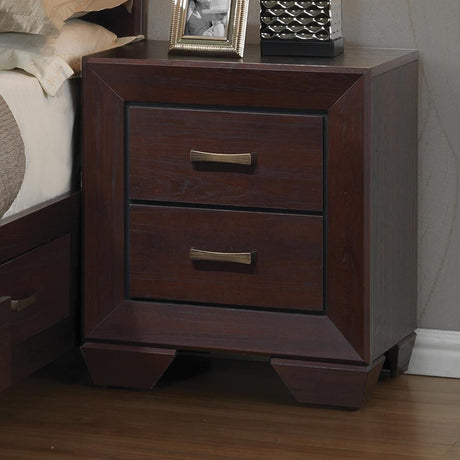 Kauffman 2-Drawer Nightstand Dark Cocoa front view
