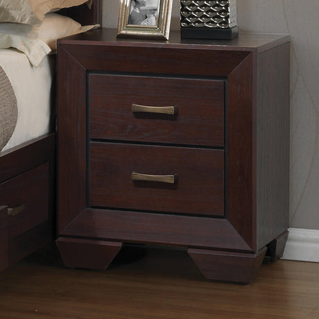 Close-up of dark cocoa wood grain finish