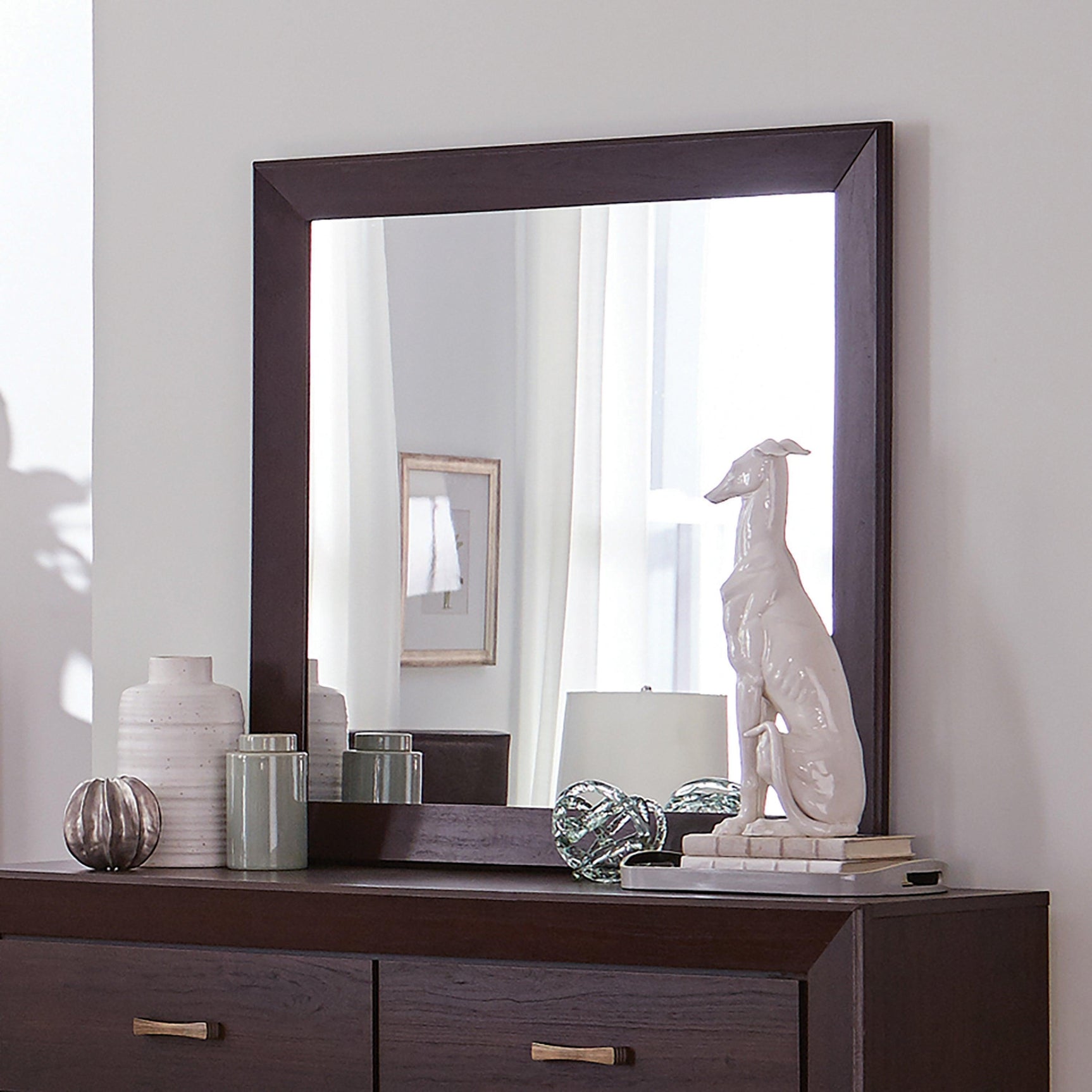 Kauffman Rectangular Mirror Dark Cocoa - Ella Furniture