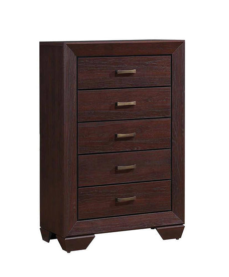 Kauffman 5-Drawer Chest dark cocoa close-up of drawer detail
