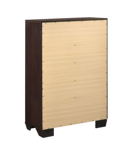 Kauffman 5-Drawer Chest dark cocoa side profile