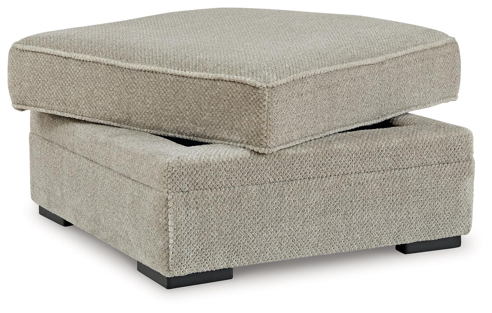 Calnita Sisal Velvet Ottoman With Storage - Ella Furniture