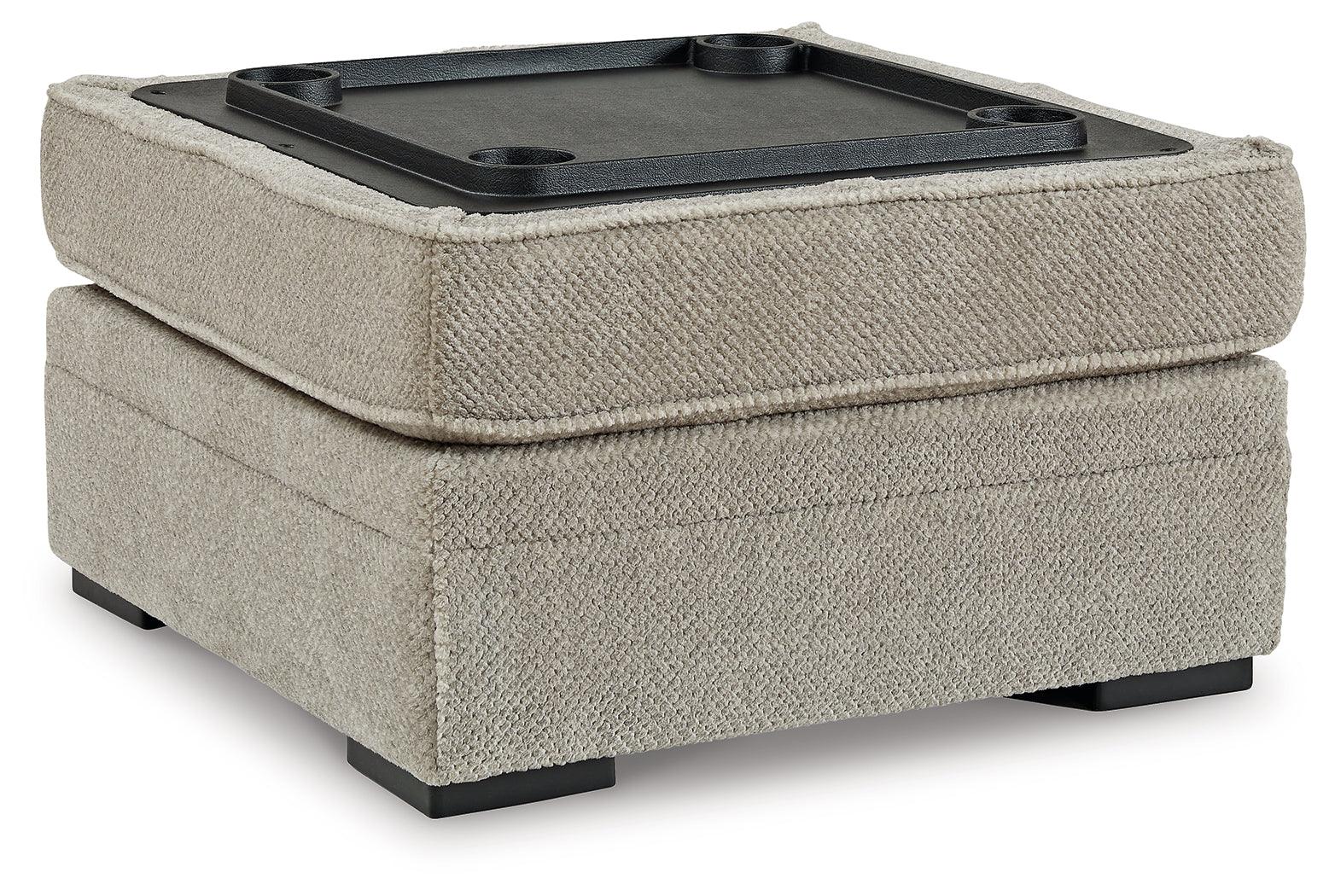Calnita Sisal Velvet Ottoman With Storage - Ella Furniture