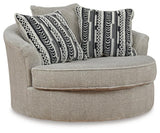 Calnita Sisal Velvet Oversized Swivel Accent Chair head-on front view