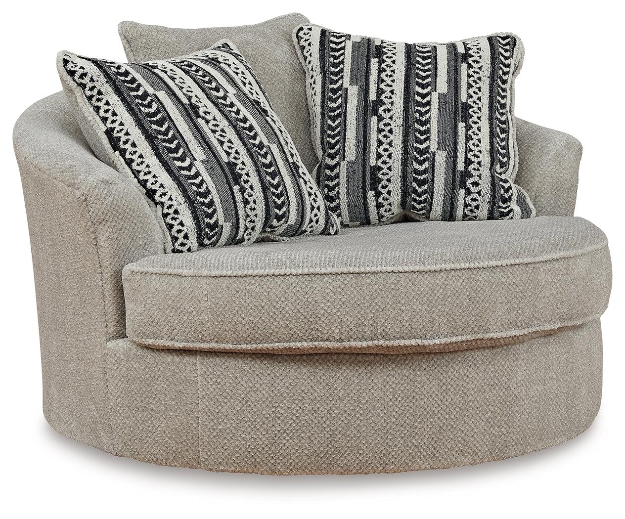 Calnita Sisal Velvet Oversized Swivel Accent Chair head-on front view