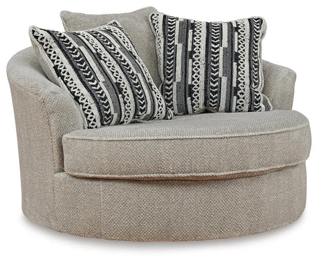 Calnita Sisal Velvet Oversized Swivel Accent Chair head-on front view