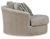 Calnita Sisal Velvet Oversized Swivel Accent Chair rear view