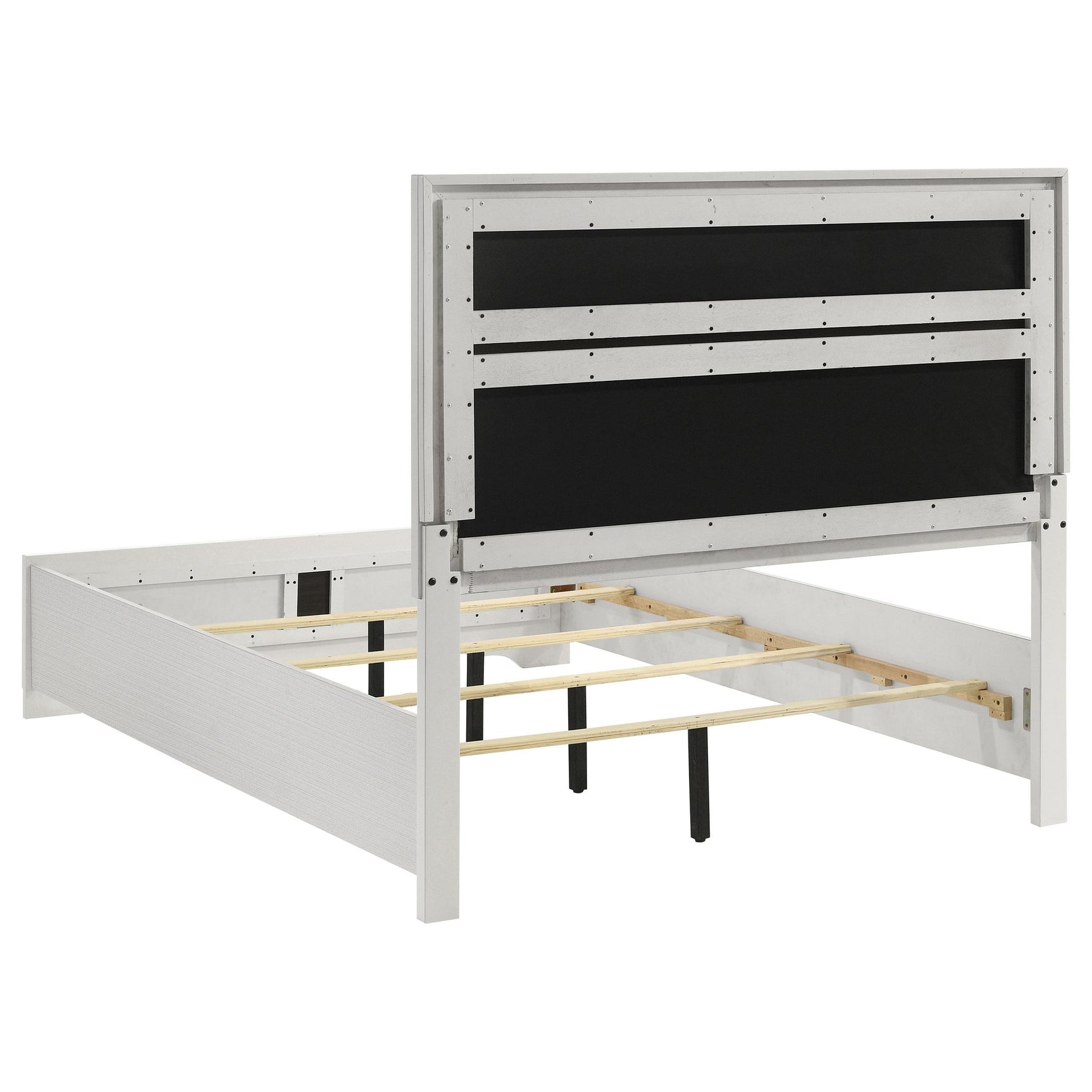 Miranda 54-inch upholstered full panel bed in white, side view