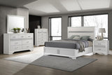 Miranda 55-inch white upholstered queen panel bed front view