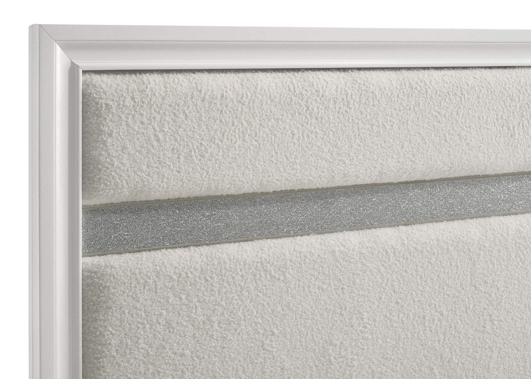 Miranda twin bed frame showing side rails and slats