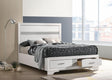 Miranda Full Storage Bed White front view with glitter headboard