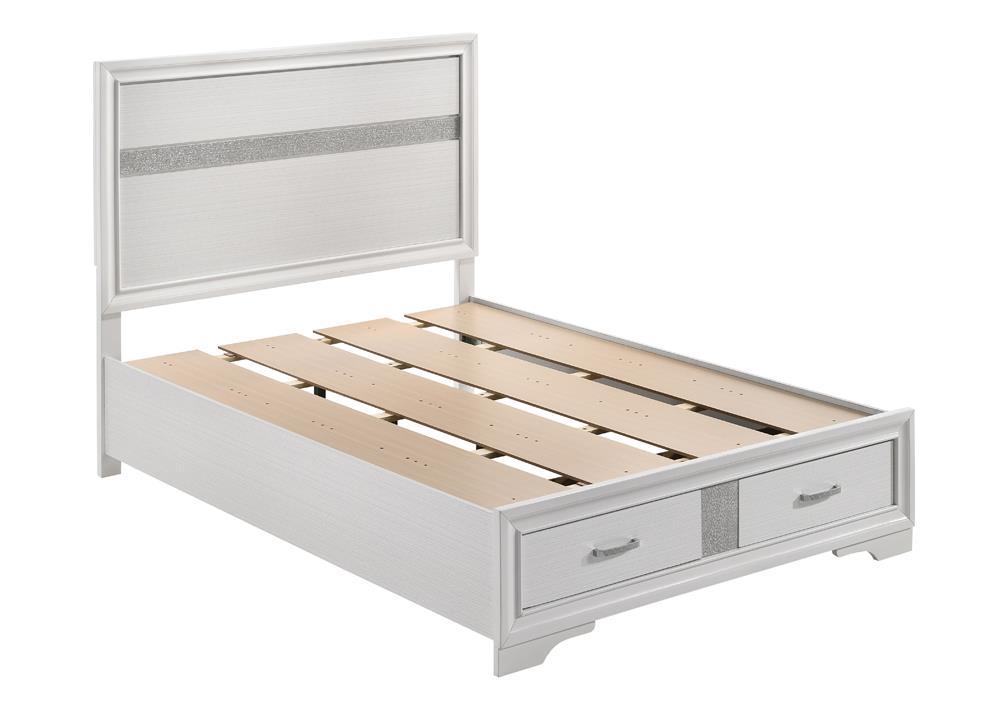 Miranda Full Storage Bed white showing drawer open