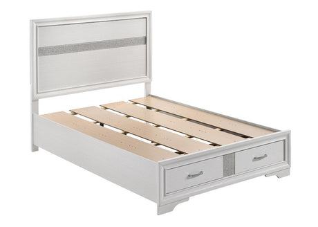 Miranda Full Storage Bed white showing drawer open