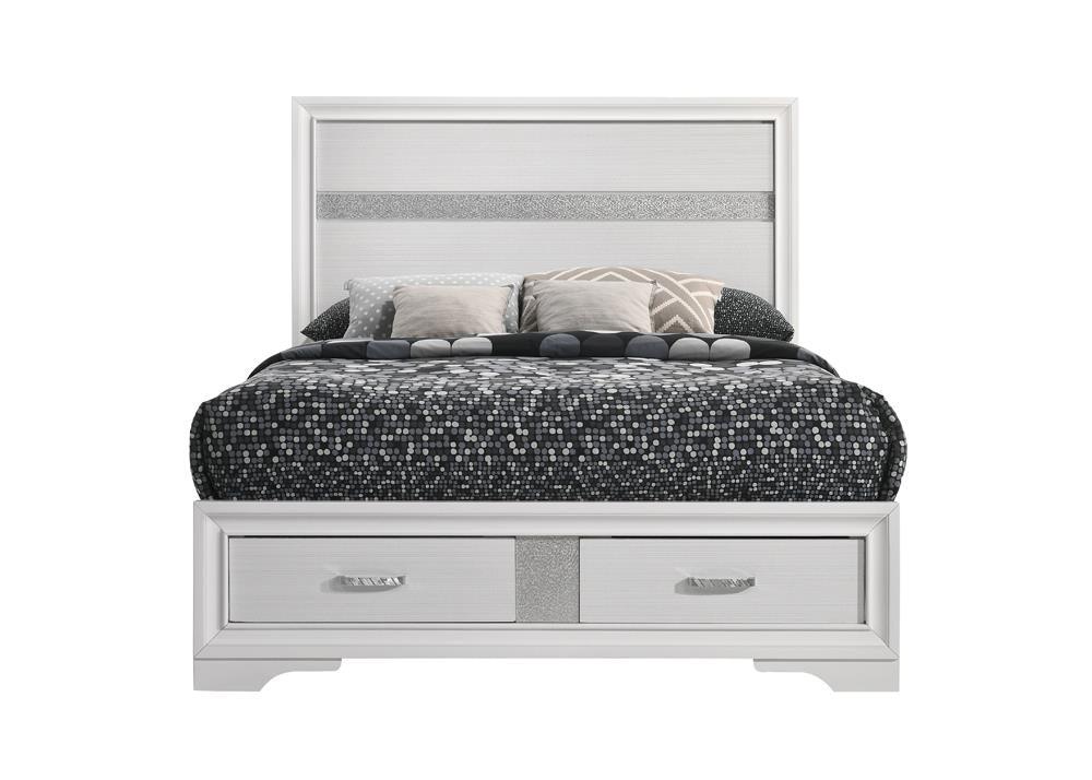 Footboard slide-out storage drawers on Miranda bed