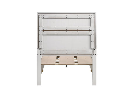 Miranda twin bed angled view highlighting white finish and glitter details