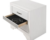 Nightstand lower shelf with books and magazines