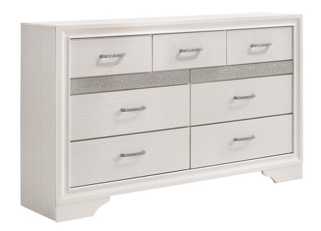 Miranda White Dresser side angle showing drawer detail