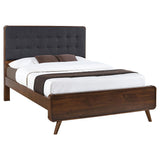 Side view of Robyn Wood Full Platform Bed showing tapered legs