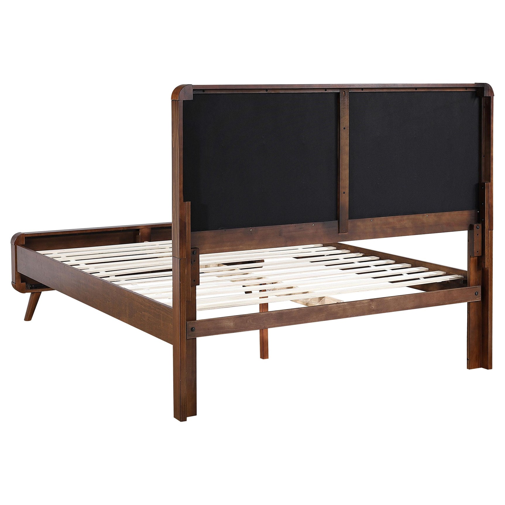 Robyn Wood Full Bed frame close-up with fabric and wood details
