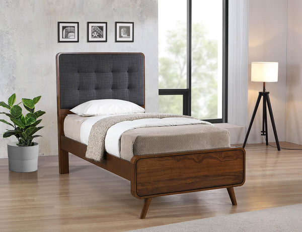 Robyn Wood Twin Platform Bed side view with tapered legs
