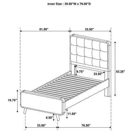 Bed frame from footboard end