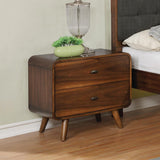 Robyn 2-Drawer Nightstand angled view showing tapered legs