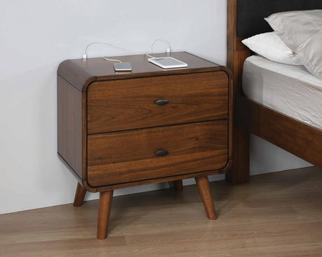 Robyn 2-Drawer Nightstand dark walnut finish frontal view