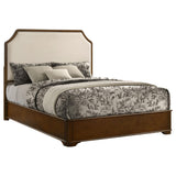 Garland queen panel bed side view in brown cherry finish