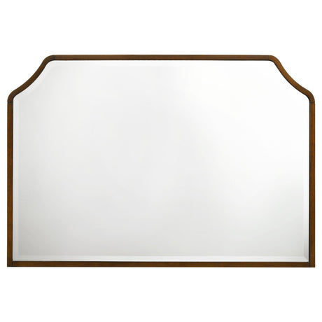 Close-up of Garland dresser mirror brown cherry molded frame