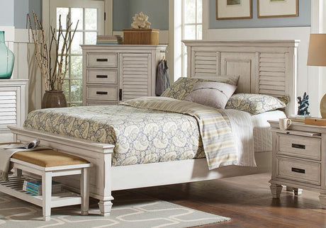 Franco Antique White King Panel Bed front view